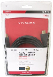 Кабель цифровой аудио-видео Vivanco High Speed HDMI папа/HDMI папа, 10.2 ГБит/с 3м