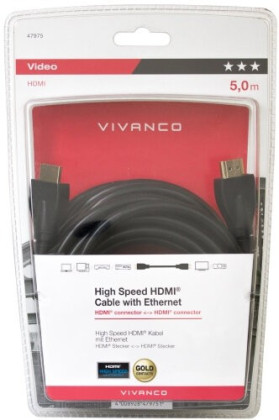 Кабель цифровой аудио-видео Vivanco High Speed HDMI папа/HDMI папа, 10.2 ГБит/с 5м