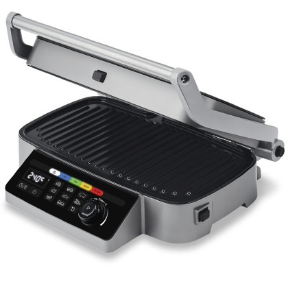 Гриль Polaris PGP 3002DP Optimal Temp, серебристый/черный