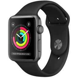 Apple Watch Series 3 42mm Space Gray Aluminum Case with Black Sport Band